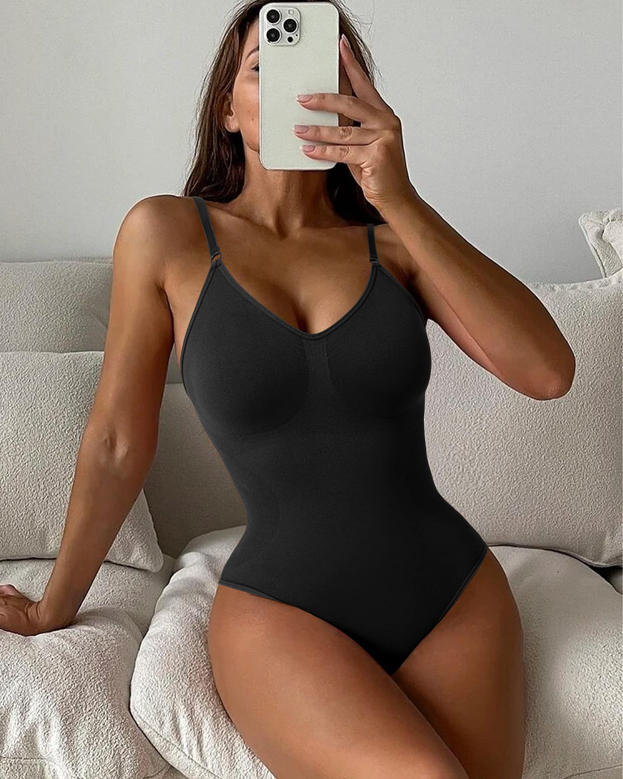DOULAFASS Women's Tummy Control Shapewear Bodysuit - Seamless Body Shaper with Thong & Backless Design for Smoothing & Slimming | Perfect for Dresses, Workouts & Everyday Wear