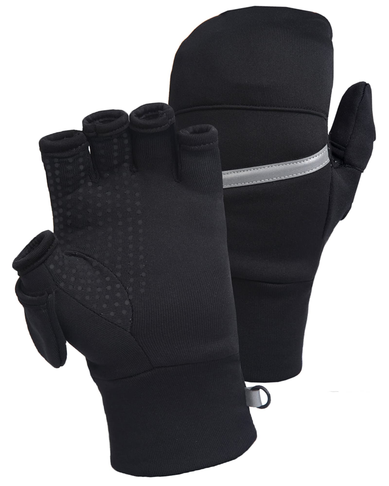 TrailHeads Men's Power Stretch Convertible Mittens - Fingerless Gloves for Hiking, Running & Winter Sports | Cold Weather Hand Protection Gear