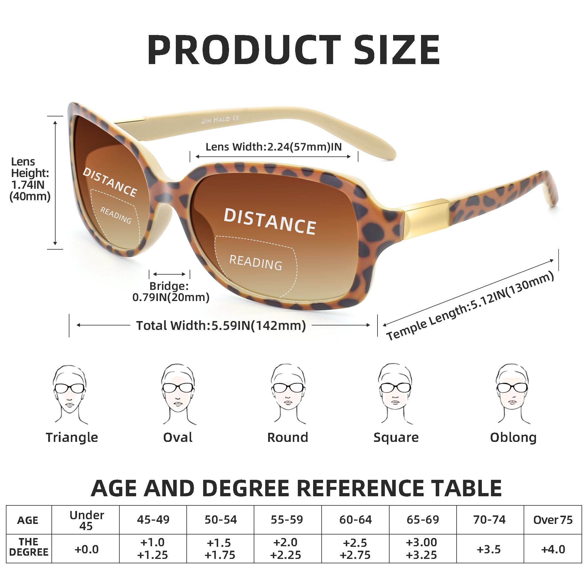 JM Classic Bifocal Reading Glasses for Women - Square Stylish Gradient Sunglasses Readers +3.5 Strength in Tortoise Frame | Perfect for Reading, Outdoor Activities & Fashion Accessories