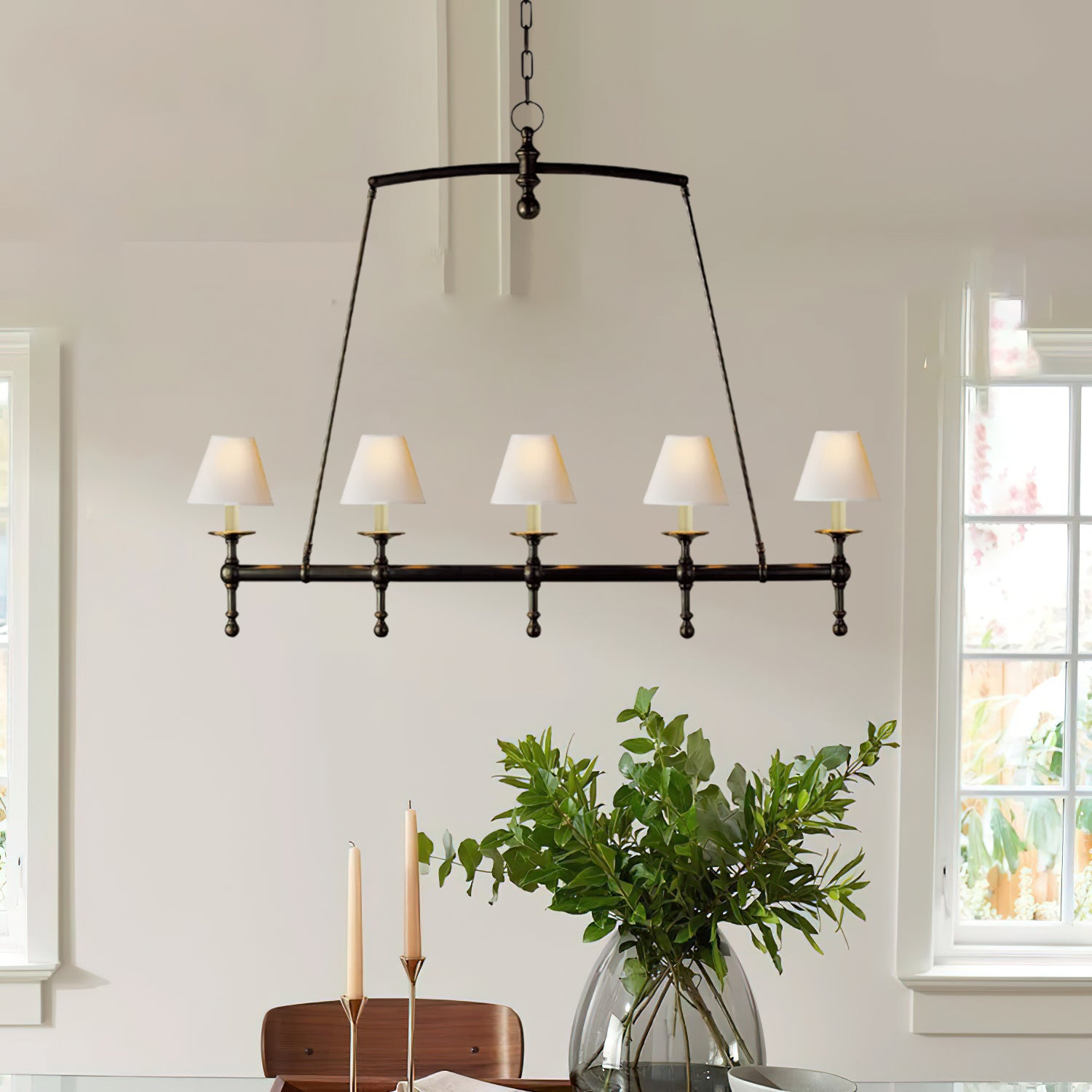 Etoile Linear Chandelier - Modern Crystal Ceiling Light Fixture for Dining Room, Living Room & Bedroom | Elegant LED Lighting for Home Decor