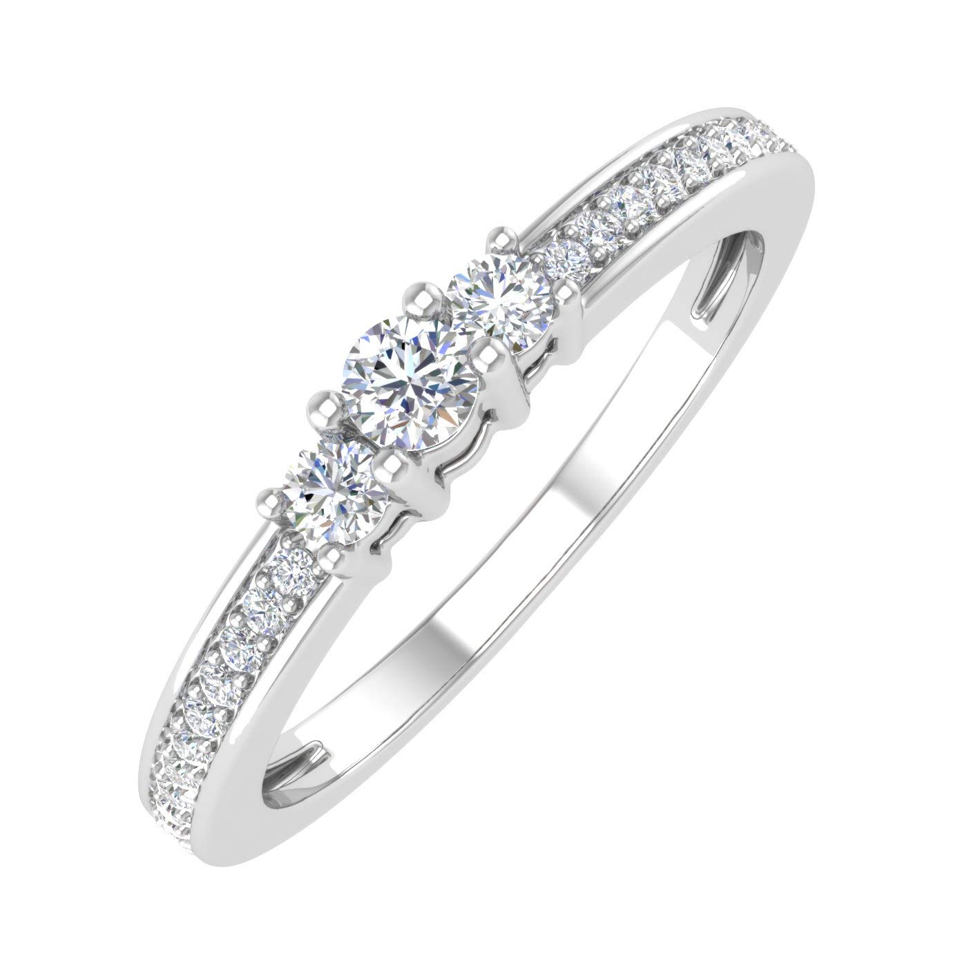 10K Solid Gold 3-Stone Diamond Engagement Ring (0.22 Carat) - Elegant Wedding Band, Anniversary Gift for Her, Perfect for Proposals & Special Occasions
