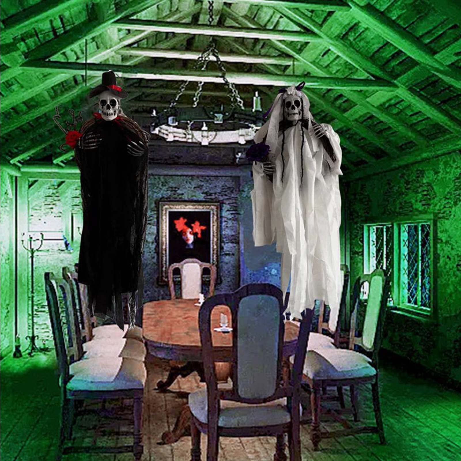 Lincheer Halloween Hanging Decorations Set - Spooky Haunted House Ornaments, Ghost Bride & Groom Wreath for Halloween Party Decor | Perfect for Indoor/Outdoor Halloween Party, Haunted House Theme, Trick-or-Treat Decorations