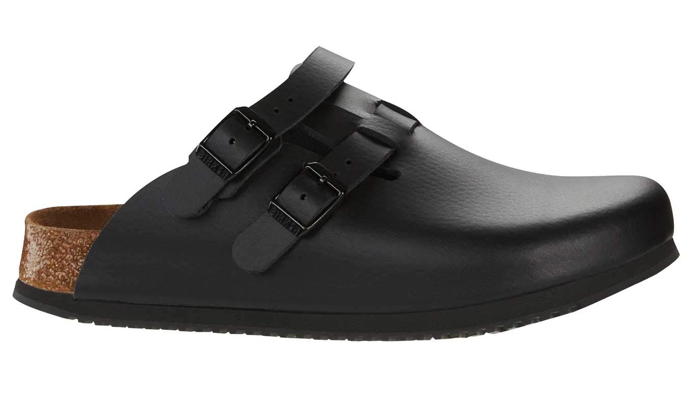 Birkenstock Kay Super Grip Leather Black - Professional Non-Slip Work Shoes for Women & Men (US Size 12) | Comfortable & Durable for Healthcare, Hospitality & Industrial Work