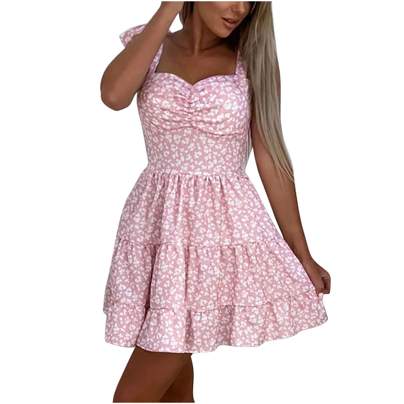Women's Summer Boho Beach Dress - Casual Short A-Line Mini Dress with Bow Strap | Perfect for Vacations, Pool Parties & Tropical Getaways