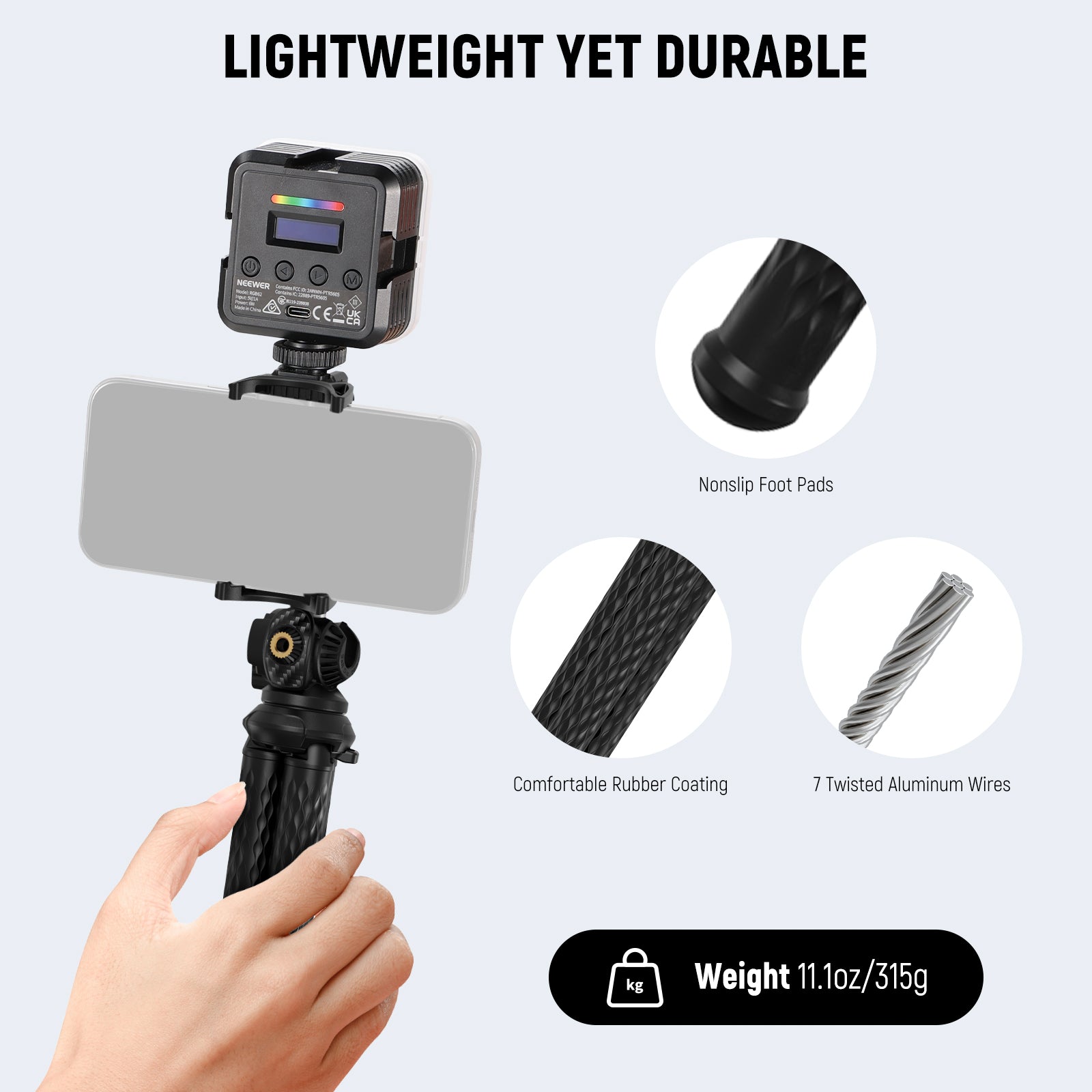 NEEWER TP34 Flexible Tripod Stand with Wireless Remote - Perfect for Smartphone Photography, Vlogging, YouTube Videos & Travel Shots