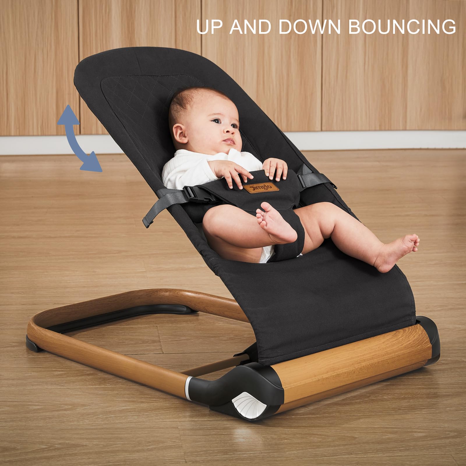 Foldable Baby Bouncer Seat with Adjustable Height - Portable Infant Bouncer for Newborns & Toddlers (Cotton, Anthracite) - Perfect for Home, Nursery & Travel Use