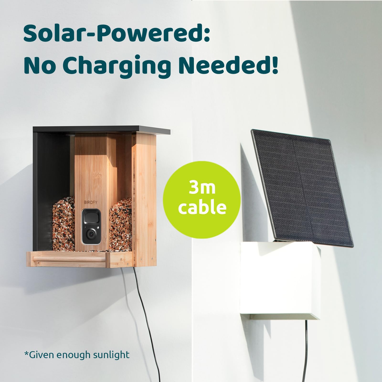 NETVUE by Birdfy AI Smart Bird Feeder with Camera - Solar Powered, 6000+ Bird Species Recognition & Motion Detection - Upgraded Bamboo Wood Design - Perfect for Bird Watching, Garden Monitoring & Nature Lovers - Great Gift Idea for Bird Enthusiasts