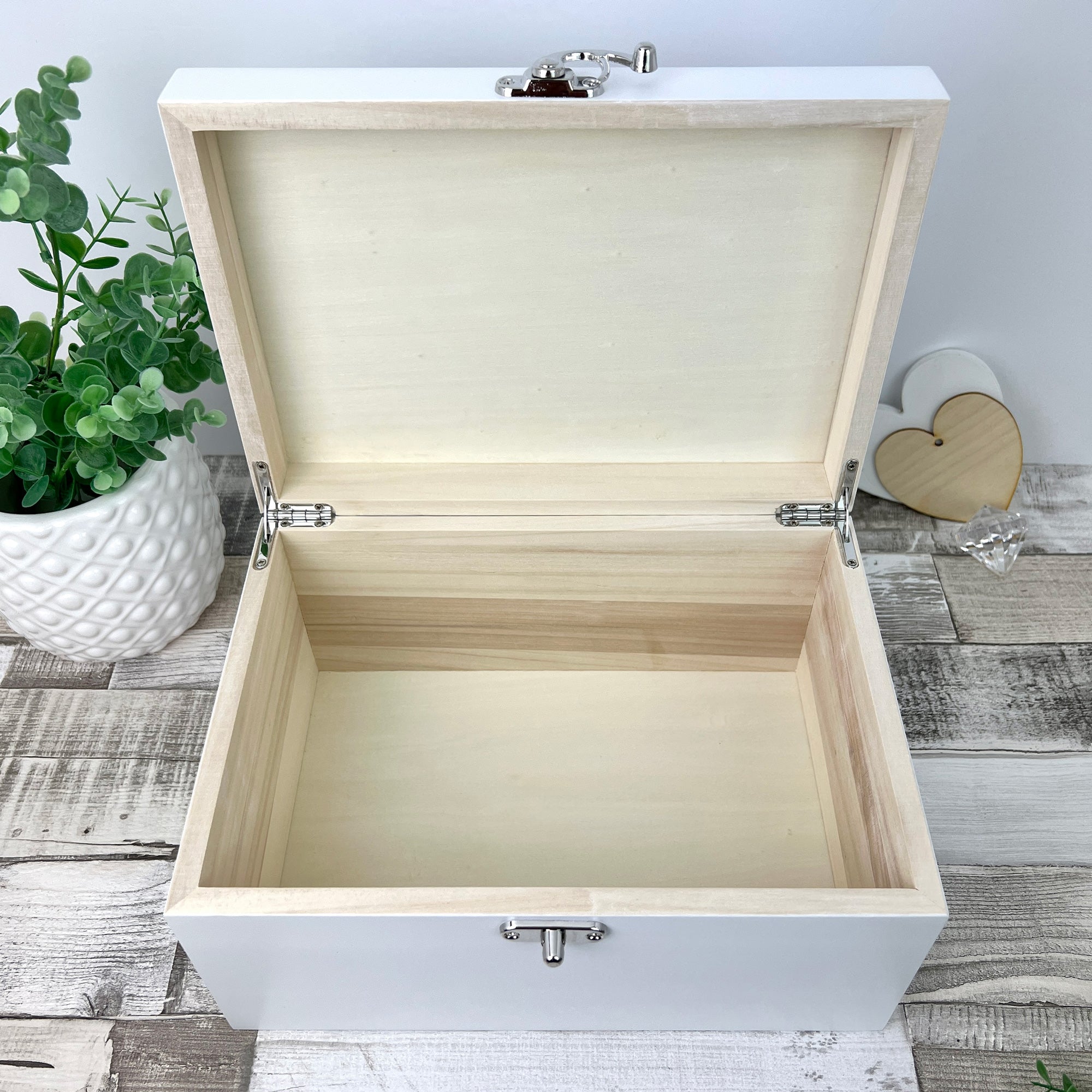 Personalized Floral Photo Memory Box - White Wooden Keepsake Gift Box for Wedding, Baby, Anniversary - 3 Sizes (22cm, 27cm, 30cm) - Perfect for Storing Photos, Jewelry & Mementos