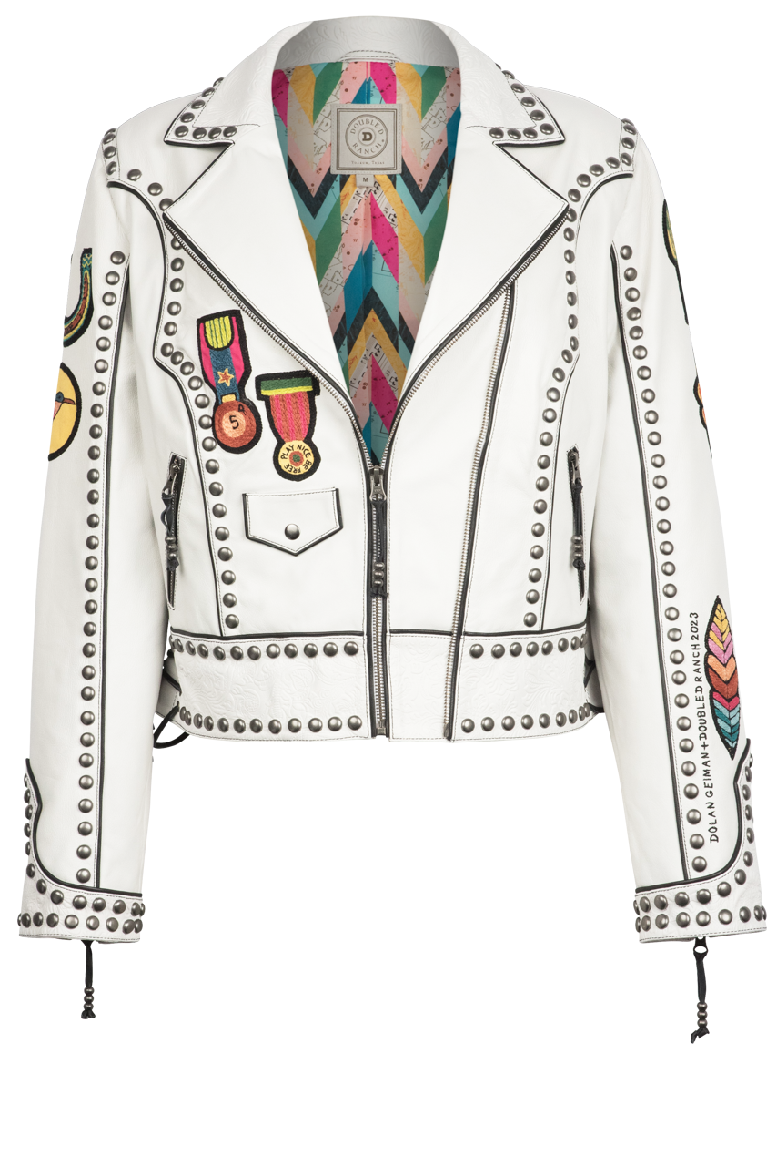 Double D Ranch Senorita's Biker Jacket - Women's Vintage Leather Motorcycle Jacket for Riding & Fashion | Perfect for Bikers, Rockers & Western Style