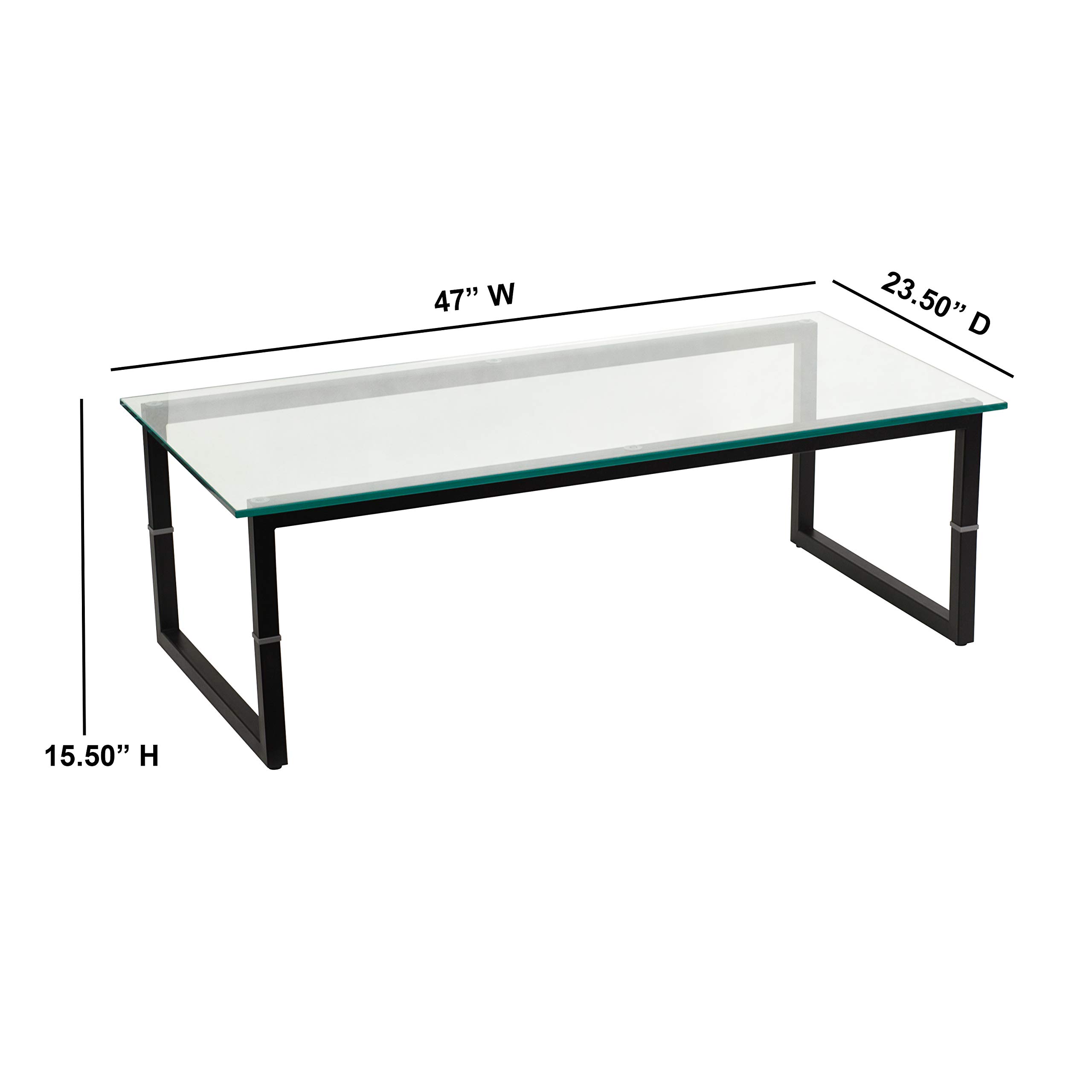 Modern Glass Coffee Table - Tempered Safety Glass, Sturdy Metal Frame for Living Room, Office, or Lounge - Perfect for Small Spaces & Home Decor