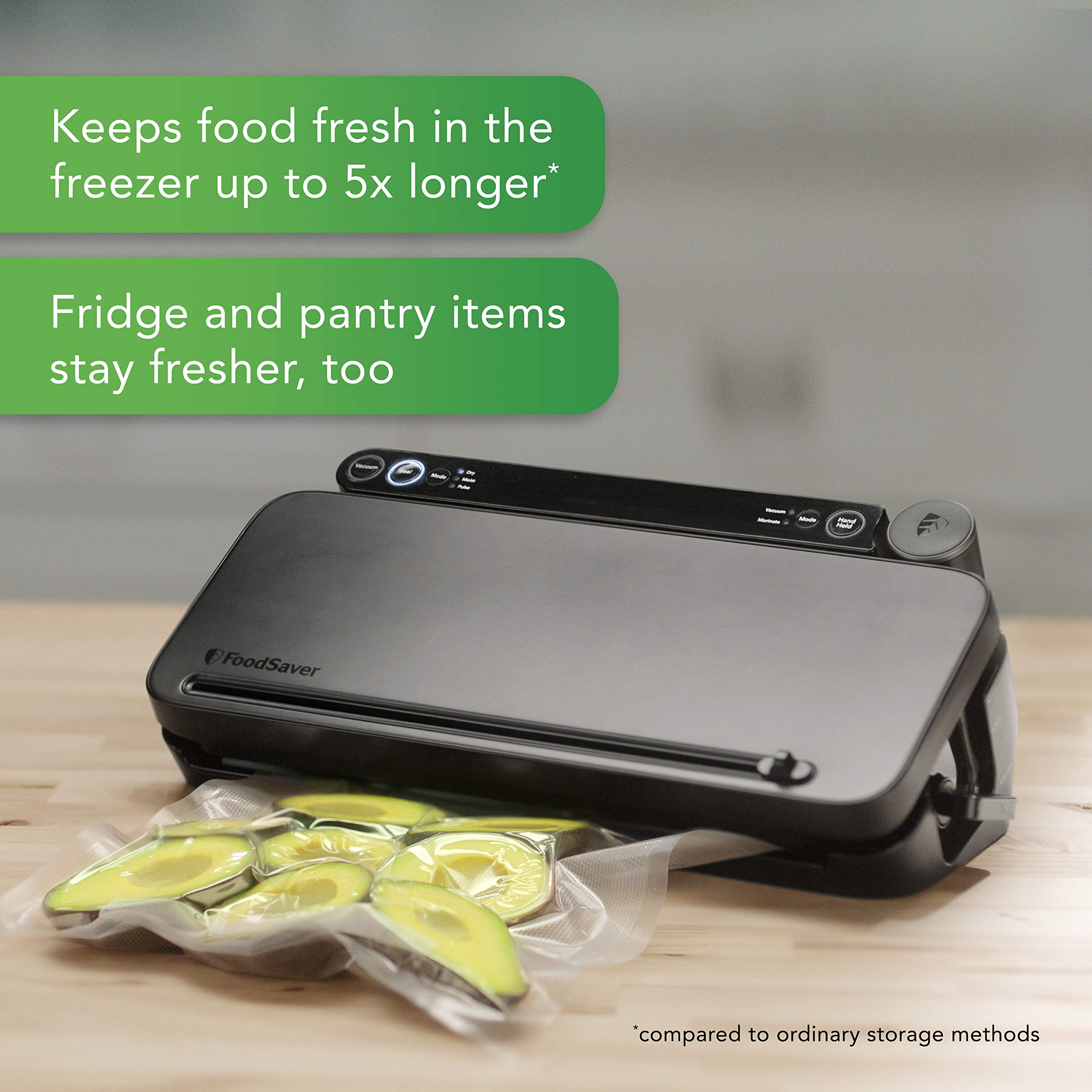FoodSaver Vacuum Sealer Machine - 4 Settings (Pulse/Marinate) with Bags & Roll | Handheld Vacuum Sealer for Airtight Food Storage, Sous Vide Cooking & Meal Prep | Compact Kitchen Appliance for Freezer, Pantry & Camping (Black)