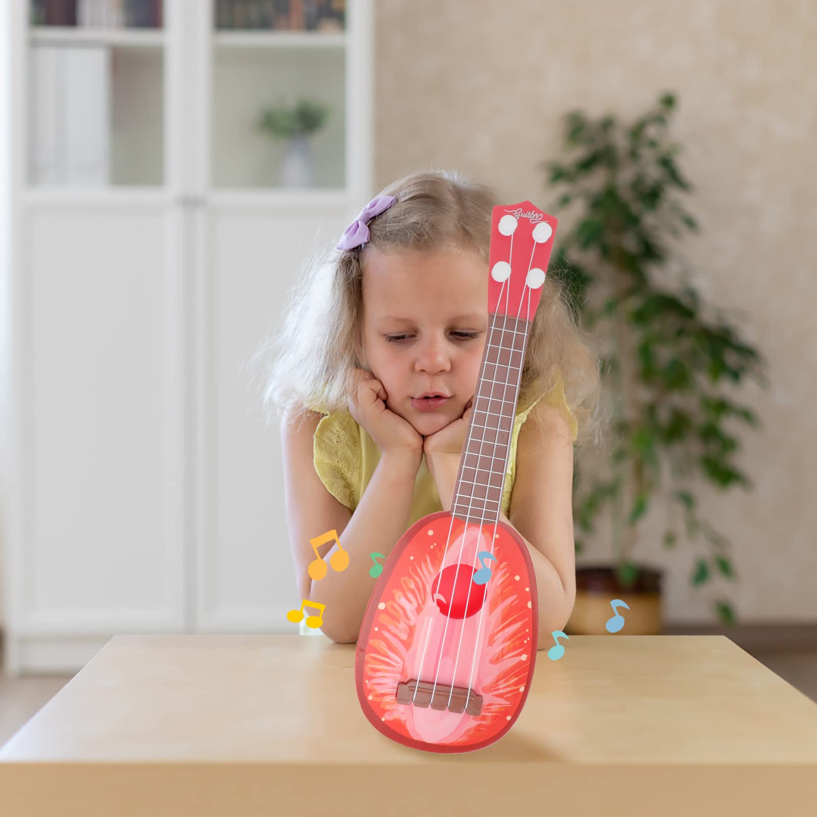 EXCLUZO 2-Pack Realistic Toy Guitar Set - Beginner's Mini Ukulele for Kids & Toddlers | Pretend Play, Music Education & Birthday Gifts