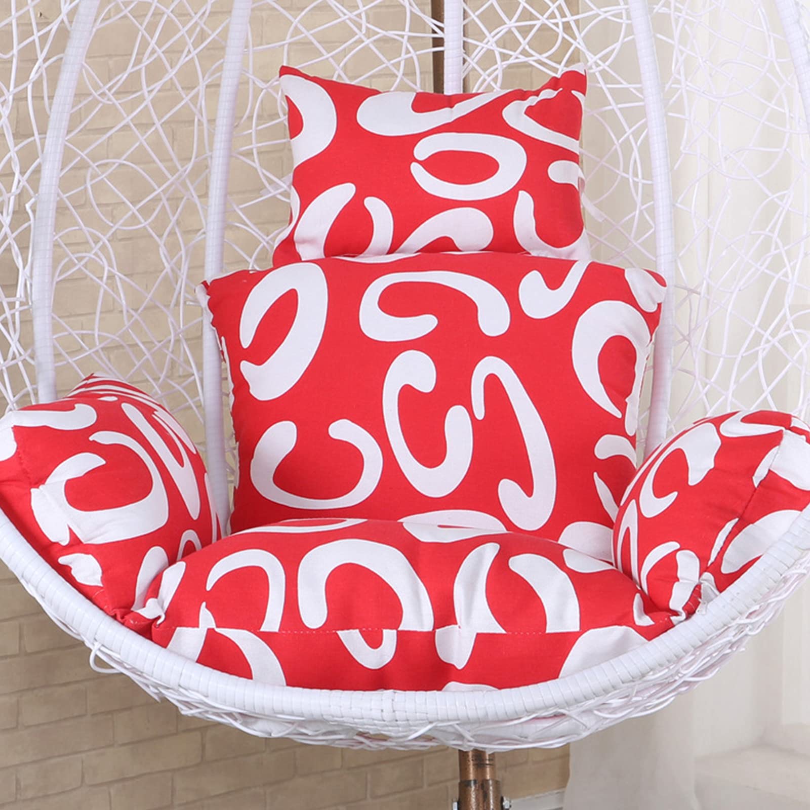 Indoor & Outdoor Swing Hanging Basket Chair Cushions with Armrest - Replacement Cushions for Garden, Patio & Courtyard Furniture - Striped Print Design - Perfect for Relaxing in Backyard, Porch or Sunroom