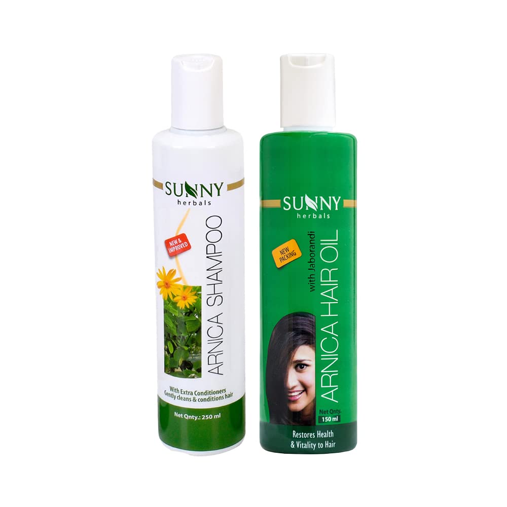 Sunny Herbals Arnica Shampoo (250ml) & Hair Oil (150ml) Set - pH Balanced Formula for Soft, Healthy Hair, Reduces Hair Fall & Dryness, Restores Hair Vitality - Perfect for Daily Hair Care & Scalp Nourishment