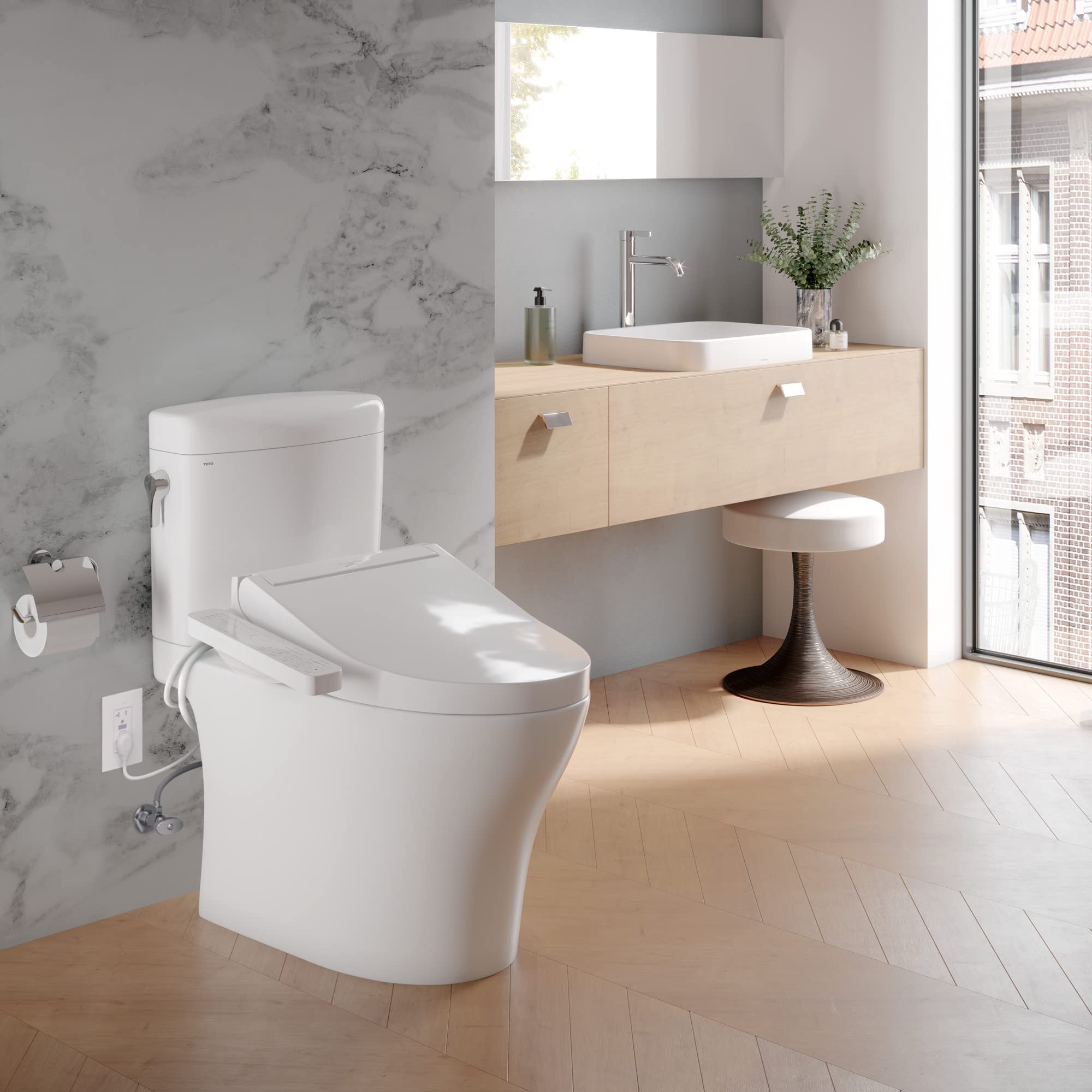 TOTO SW3073#01 WASHLET C2 Round Electronic Bidet Toilet Seat - Cotton White | Heated Seat, Warm Water Wash | Perfect for Modern Bathrooms & Smart Home Upgrades