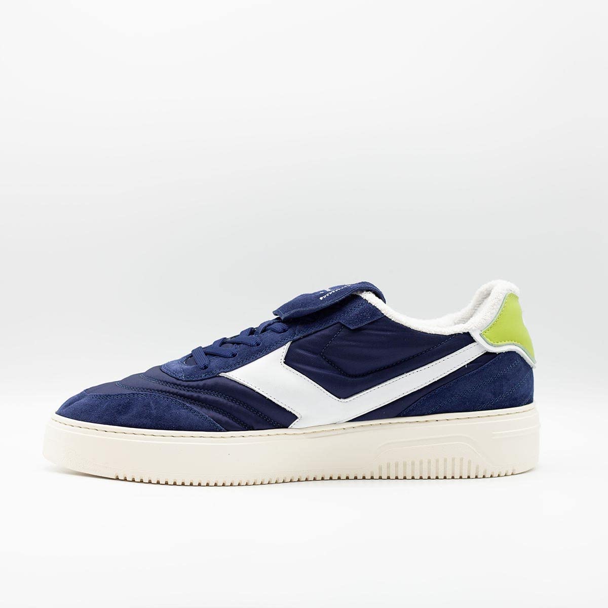 PDO 135 Classic Leather Sneakers with Thick Sole - White/Black/Royal Blue - for Casual & Streetwear