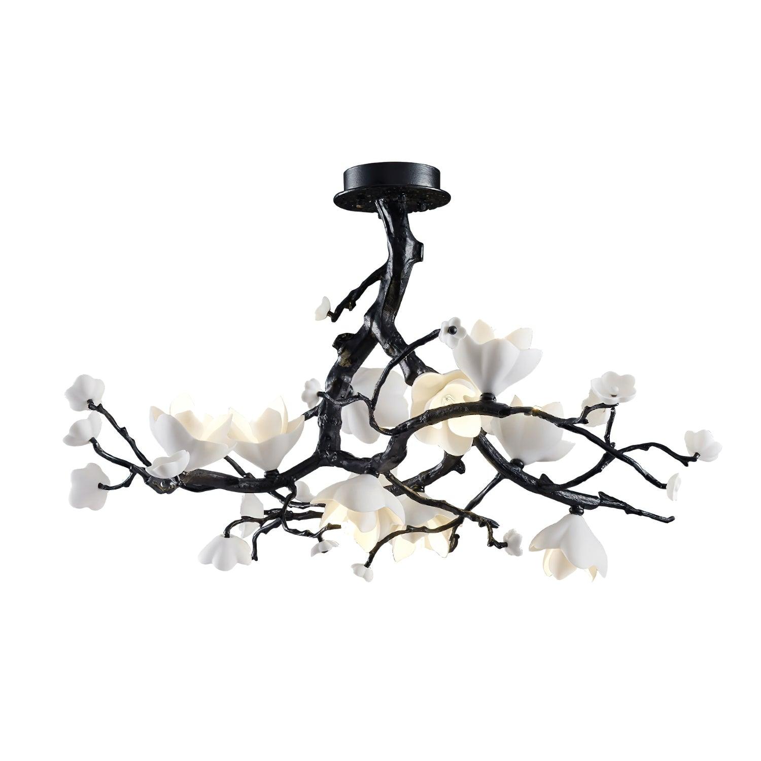 Elegant Black Copper Tree Chandelier - Modern Rustic Ceiling Light Fixture for Dining Room, Living Room, or Bedroom Decor