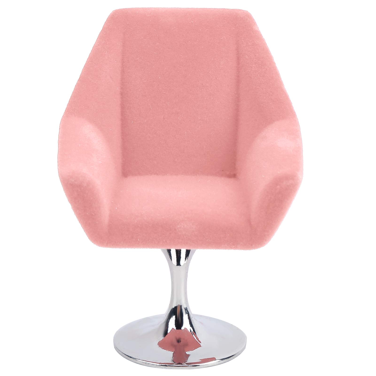 1:12 Miniature Dollhouse Chair - Pink Rotating Flocking Chair for Dollhouse Accessories | Perfect for Dollhouse Decor, DIY Miniature Scenes & Collectors