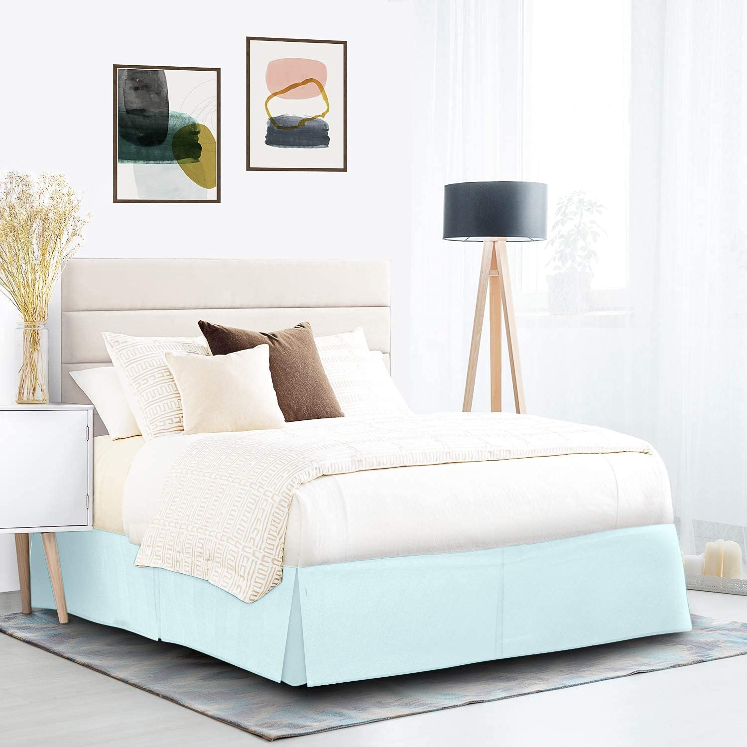Premium 100% Combed Cotton Queen Size Bed Skirt - 600 Thread Count Wrap Around Design with Adjustable Belts | 18