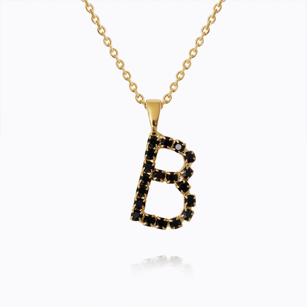 Mini Letter Necklace B - Personalized Initial Pendant in Black | Elegant Layering Jewelry for Women, Perfect Gift for Birthday, Anniversary & Valentine's Day
