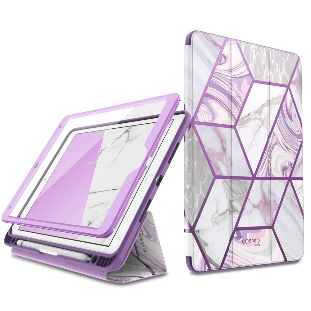i-Blason Cosmo Case for iPad Air 3 (10.5 inch 2019 3rd Gen) & iPad Pro 10.5 (2017) - Trifold Stand Protective Cover with Built-in Screen Protector, Pencil Holder & Auto Sleep/Wake - Perfect for Work, Travel & School (Amethyst Purple)
