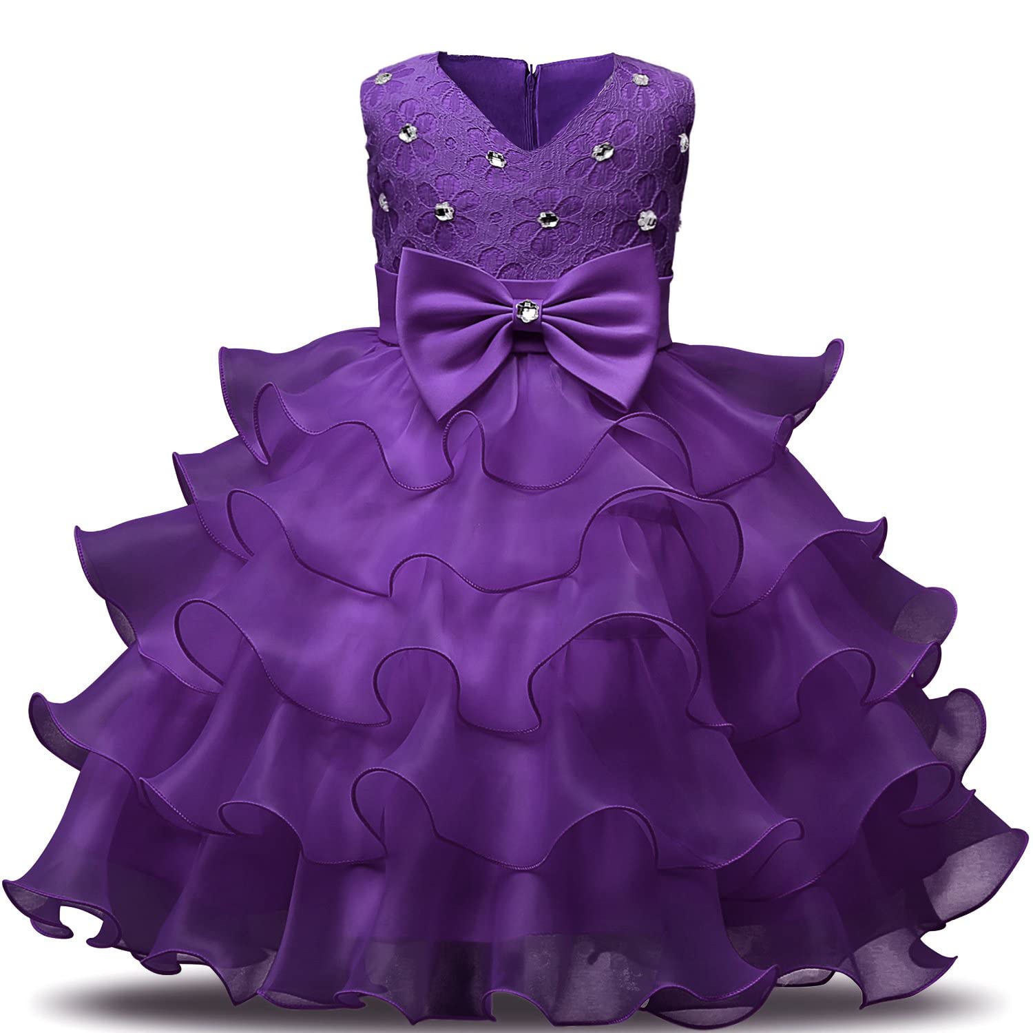 NNJXD Girls Ruffled Lace Party Dress for Weddings & Special Occasions - Perfect for Birthday Parties, Pageants, and Formal Events