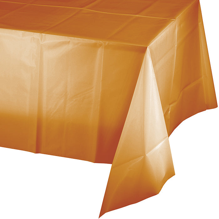 12-Pack Bulk Pumpkin Spice Orange Plastic Tablecloths 54