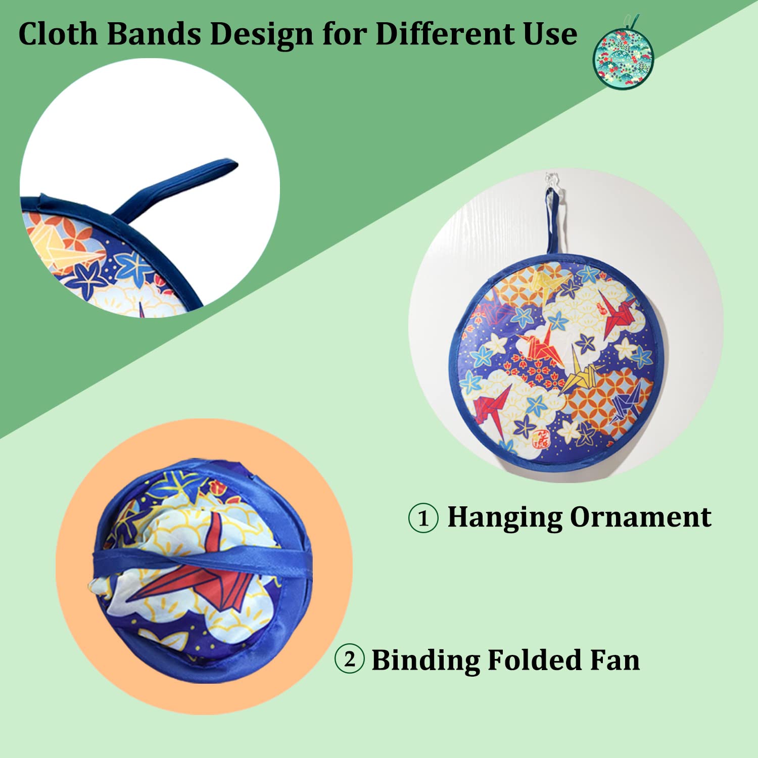 Japanese Style Foldable Hand Fan - 4 Pack Beautiful Pattern Round Folding Fans for Summer Cooling, Wedding Decor, Home Decoration & Festival Accessories | Perfect for Outdoor Events, Cosplay & Traditional Ceremonies