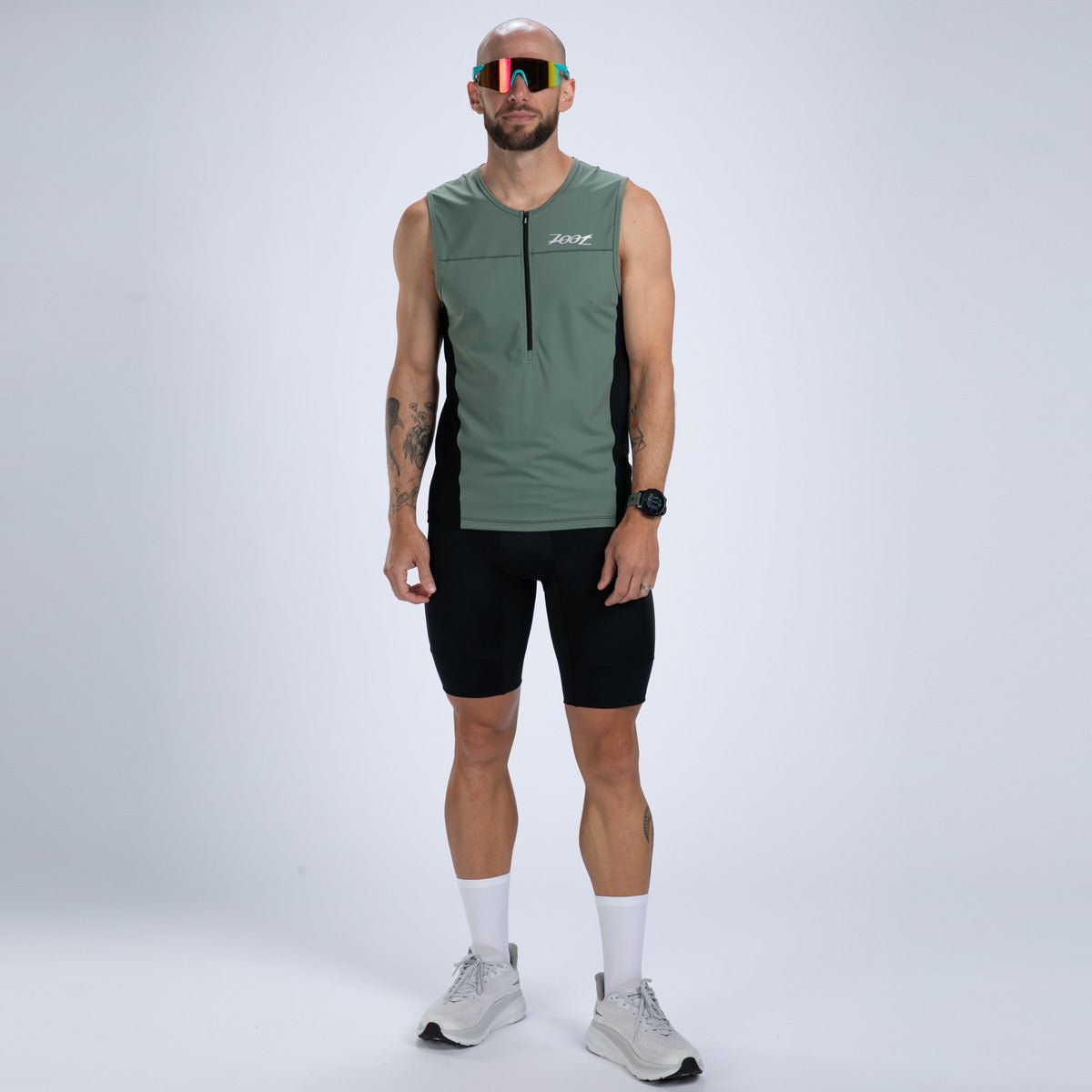 Men's Core Tri Tank - Army Green Workout Shirt for Gym, Running & Training - Breathable & Comfortable Athletic Top