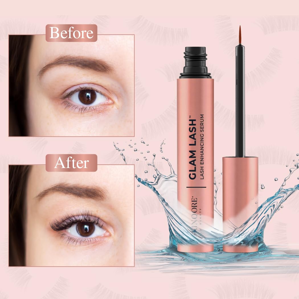 GlamLash Eyelash Growth Serum - Rapid Lash Conditioner with Keratin Peptides & Amino Acids for Longer, Thicker Lashes | Natural Eyelash Enhancer | Made in USA (3ml) | Perfect for Daily Use & Special Occasions