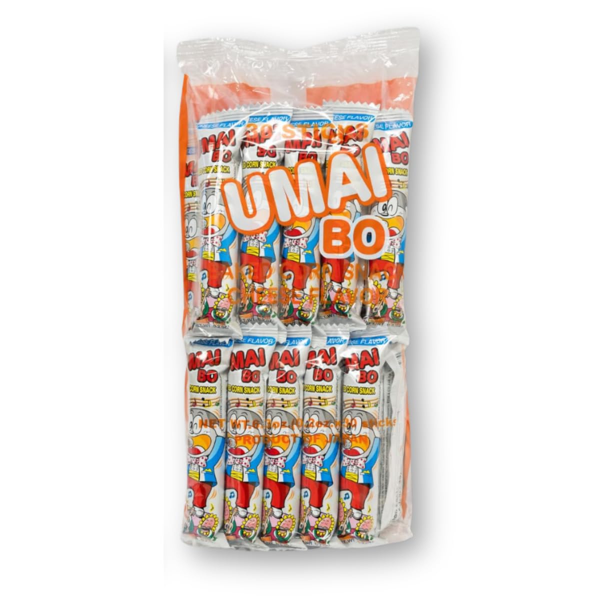 Japanese Corn Puffed Umaibo Snacks - Cheese Flavor (30 Pieces) | Authentic Japanese Street Food | Perfect for Parties, Snacking & Asian Food Lovers