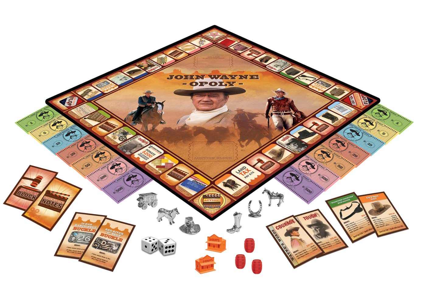 MasterPieces John Wayne Opoly Board Game - Officially Licensed Western Theme Strategy Game for Adults, Kids & Family - Perfect for Game Nights, Western Parties & Cowboy Themed Gatherings