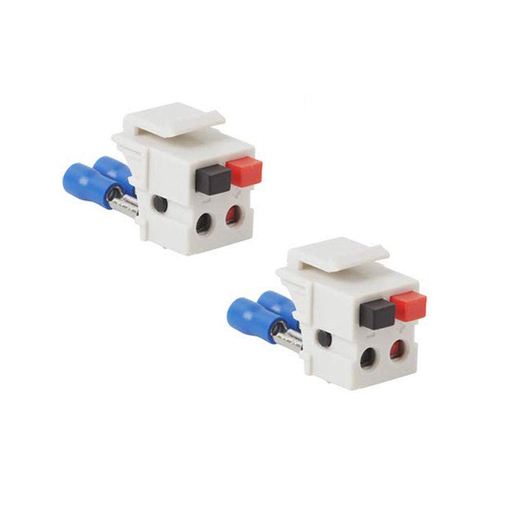 VSEER Speaker Keystone Jack - Spring Loaded Female to Female Audio Connector for Home Theater Wall Plates (2 Pack, White) - Perfect for In-Wall Speaker Installations & Home Theater Setups