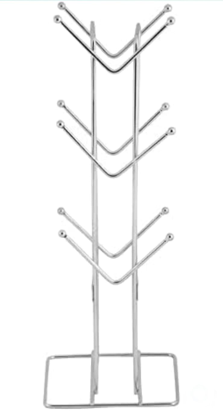 Premium Stainless Steel Wire Countertop Cup Holder - 12 Cup Organizer for Kitchen, Coffee & Tea Mugs - Space-Saving Dinning Table Storage Solution (Silver) - Perfect for Home, Office, and Restaurant Use