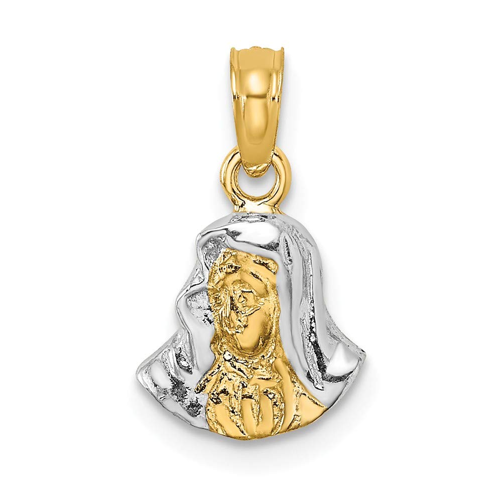 14K Two-Tone Gold & White Rhodium Plated Virgin Mary Pendant Necklace - 18