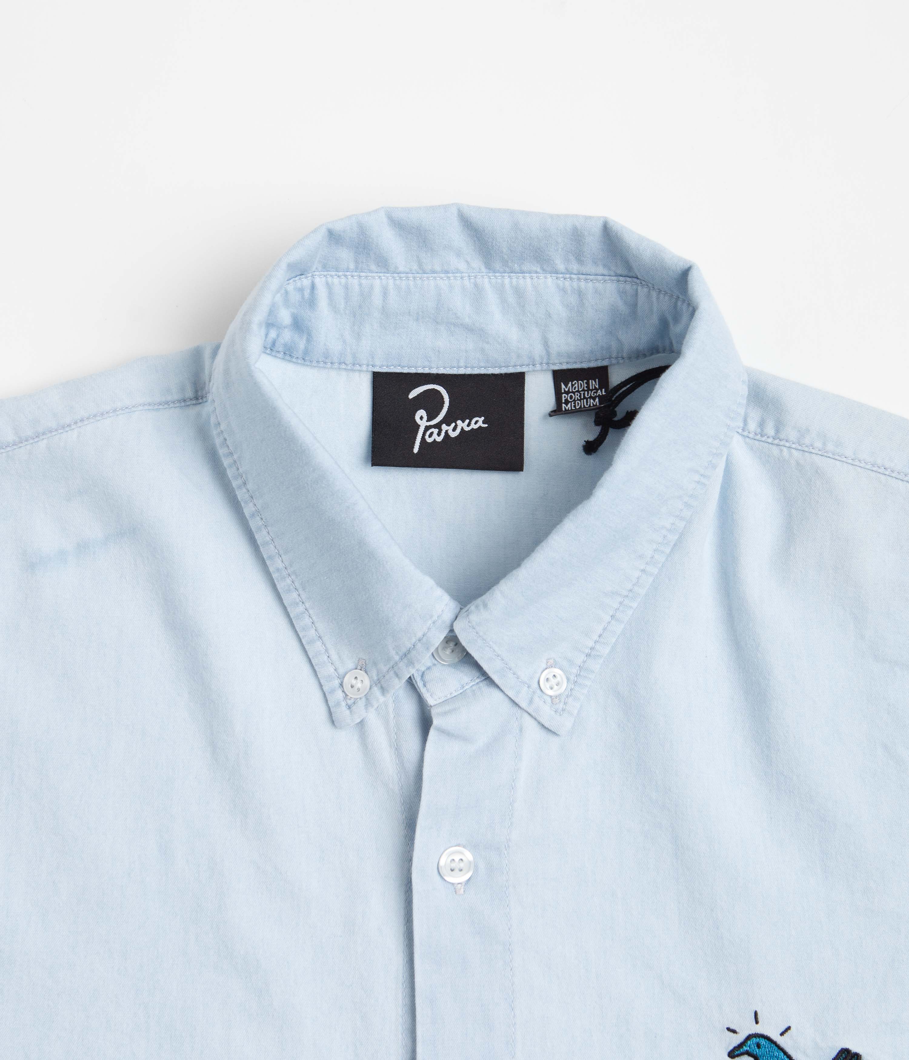 Parra Annoyed Chicken Graphic T-Shirt - Vintage Bleached Denim Shirt for Men & Women - Casual Streetwear & Urban Fashion