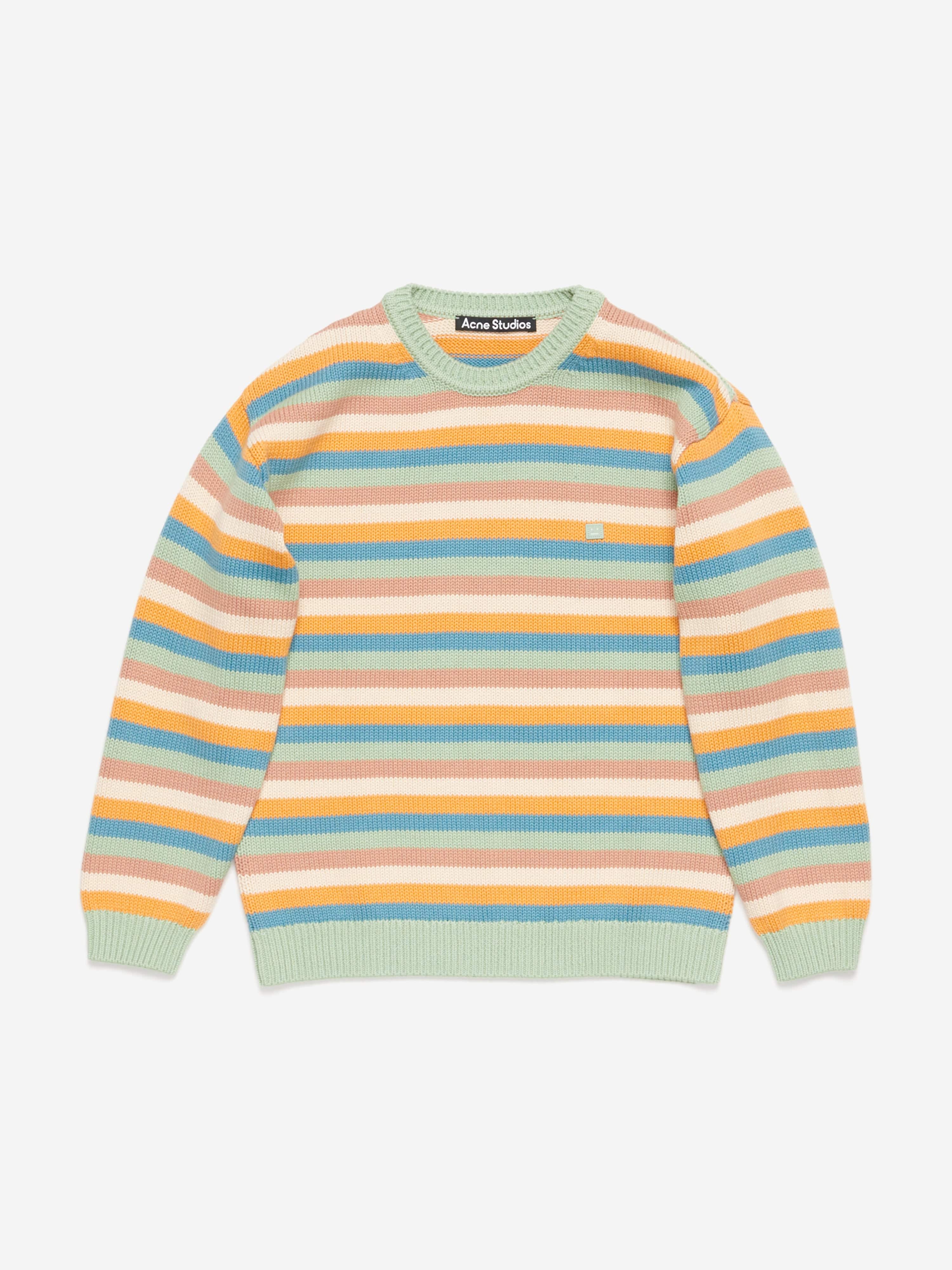 Acne Studios Kids Striped Knitted Sweater - Colorful Striped Cotton Pullover for Boys & Girls | Perfect for School, Playdates & Family Outings