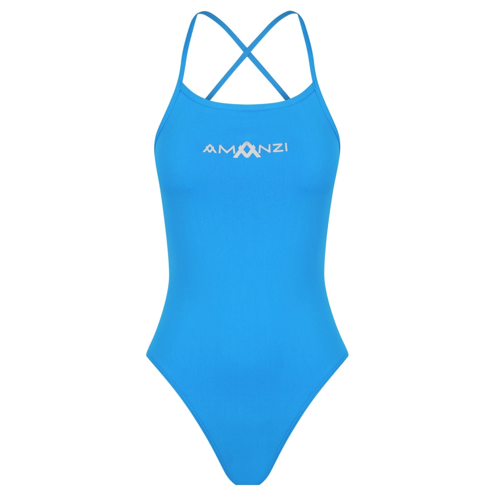 AMANZI Women's Tie Back One Piece Swimsuit - Azure Blue Bathing Suit for Women, Perfect for Beach Vacation, Pool Party & Summer Swimming