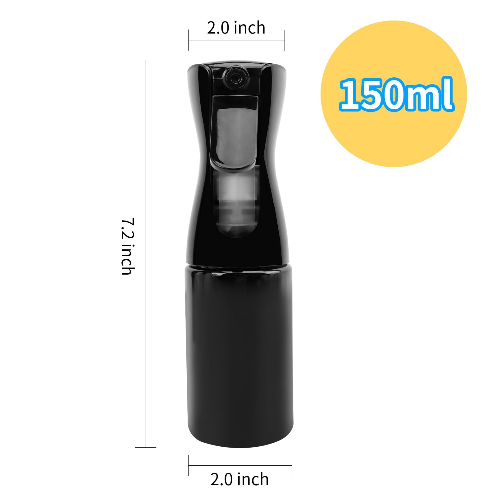 MEIPO Continuous Mist Spray Bottle - 5OZ Reusable Hair Styling & Beauty Water Sprayer for Salon, Plants, Cleaning, Aromatherapy | Perfect for Hairstyling, Plant Care, Home Cleaning & Essential Oil Diffusion (Black, 1 Pack)