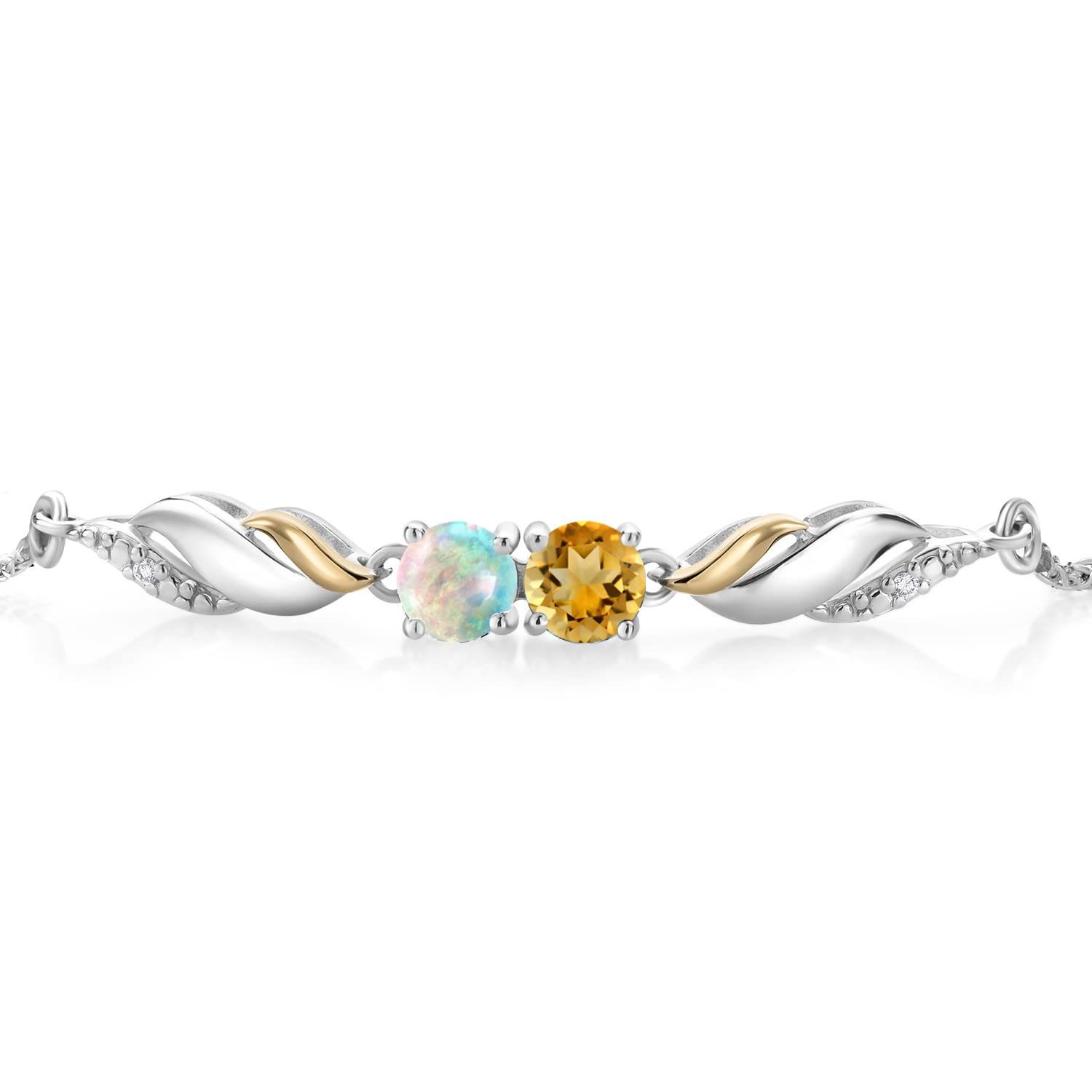 1.24Ct Citrine & Opal 925 Silver Bracelet with Lab Diamonds for Women - Elegant Gift