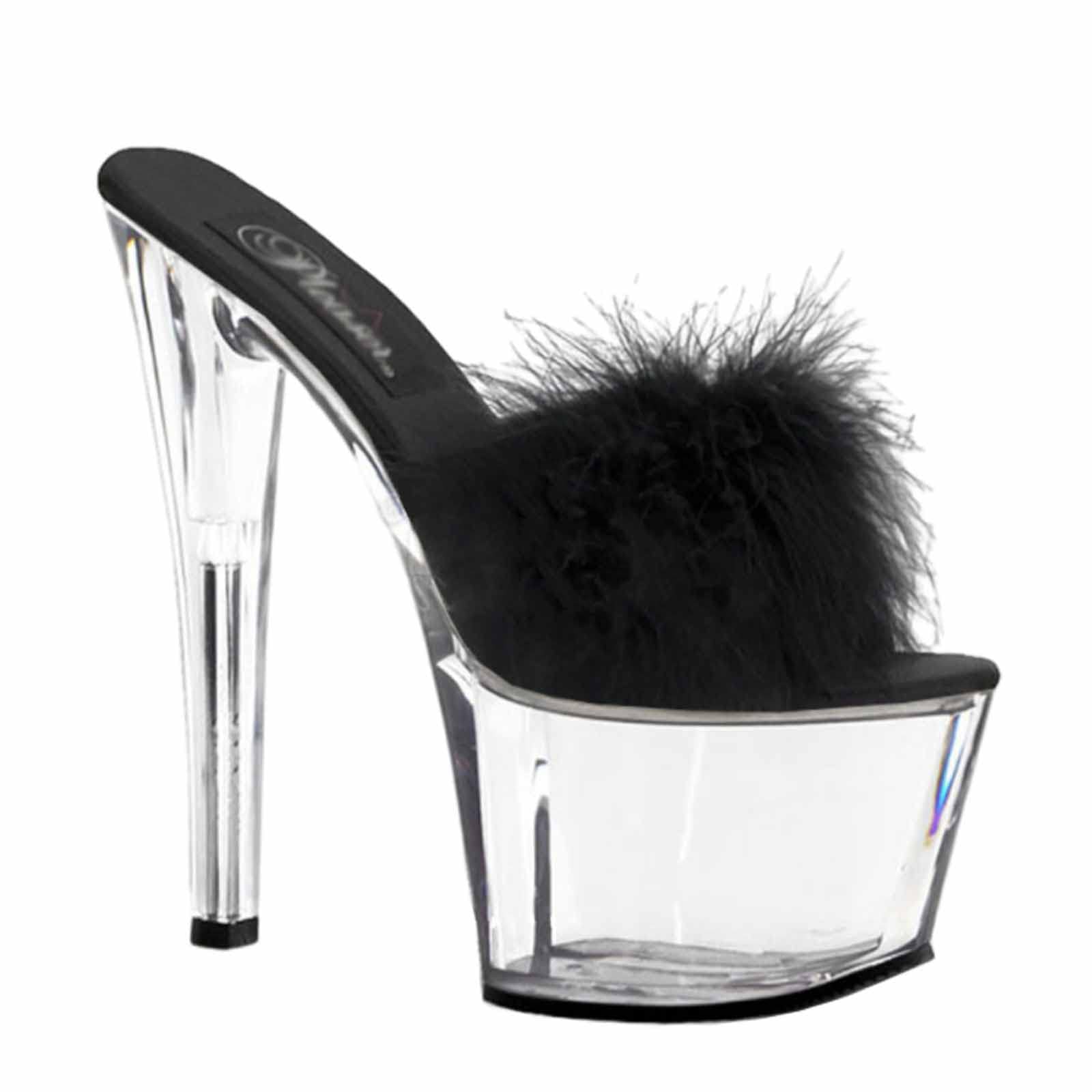 FEIPiBAO 6.69 Inch Platform High Heel Sandals for Women - Sexy Stripper Heels, Large Size (US 5), Black - Perfect for Nightclubs, Parties & Cosplay