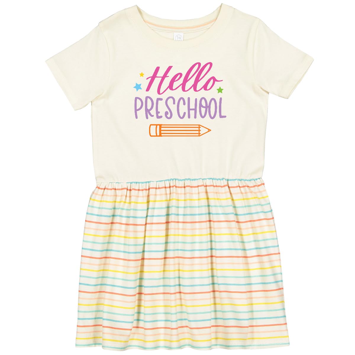 Inktastic Back to School Hello Preschool Toddler Dress - Cute & Comfortable Cotton Dress for Girls, First Day of School, Playdates & Special Occasions