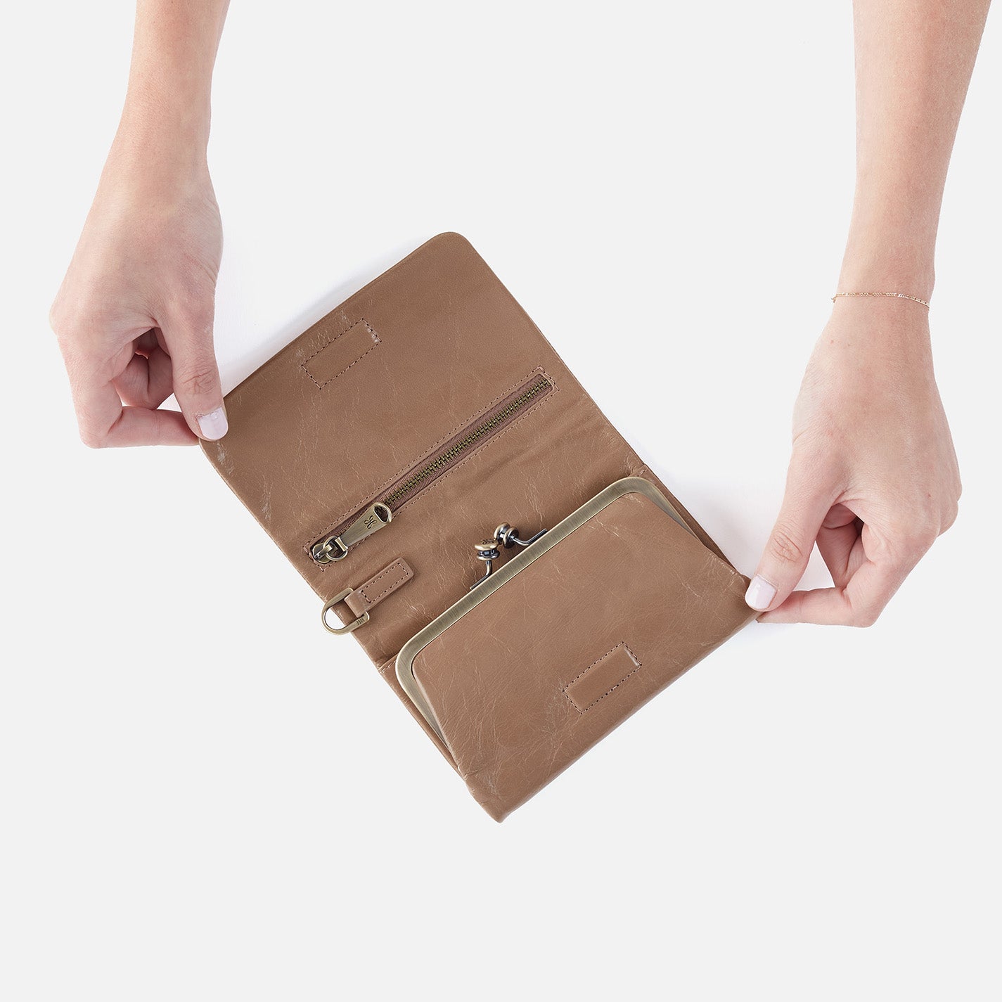 Ross Polished Leather Bead Wristlet with Cashmere Lining - Elegant Women's Clutch for Evening Parties & Special Occasions