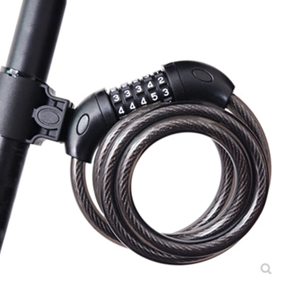 **UFFD 4ft High Security Bike Lock - 5 Digit Resettable Combination Coiling Cable Lock for Bicycles, Scooters & Outdoor Use - 1.2m x 12mm Anti-Theft Bicycle Lock (Black) - Perfect for Commuting, Parking & Travel**