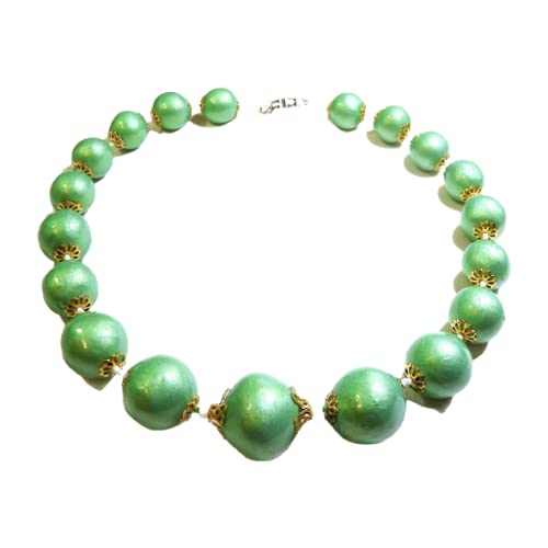 Stylish Ceramic Charm Ball Necklace for Women - Emerald Green Jewelry | Perfect for Casual Wear, Parties & Gift Giving