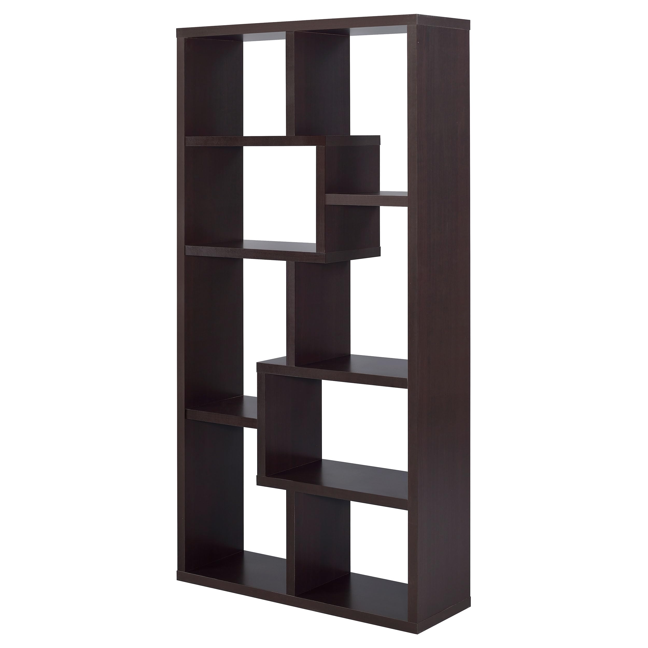 Theo Bookcase Shelf - Cappuccino Finish Wooden Book Storage for Living Room, Bedroom, Office - Stylish Home Decor & Organizer
