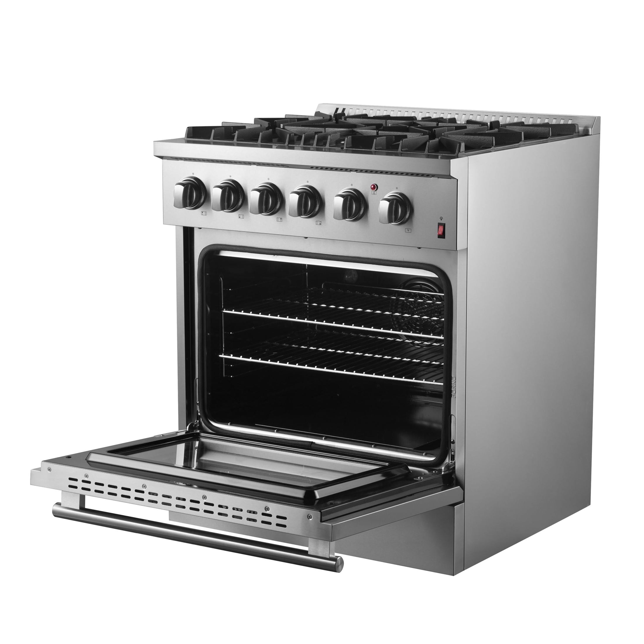 FORNO Marco 30 4.32 cu. ft. Stainless Steel Dual Fuel Range with 4 Sealed Burners - Model FFSGS6197 | Perfect for Home Kitchens & Professional Cooking