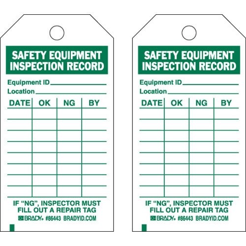 Brady 86443 Safety Equipment Tags - 10 Packs of 10 (100 Total) for OSHA Compliance & Workplace Safety | Industrial, Construction, Warehouse Use