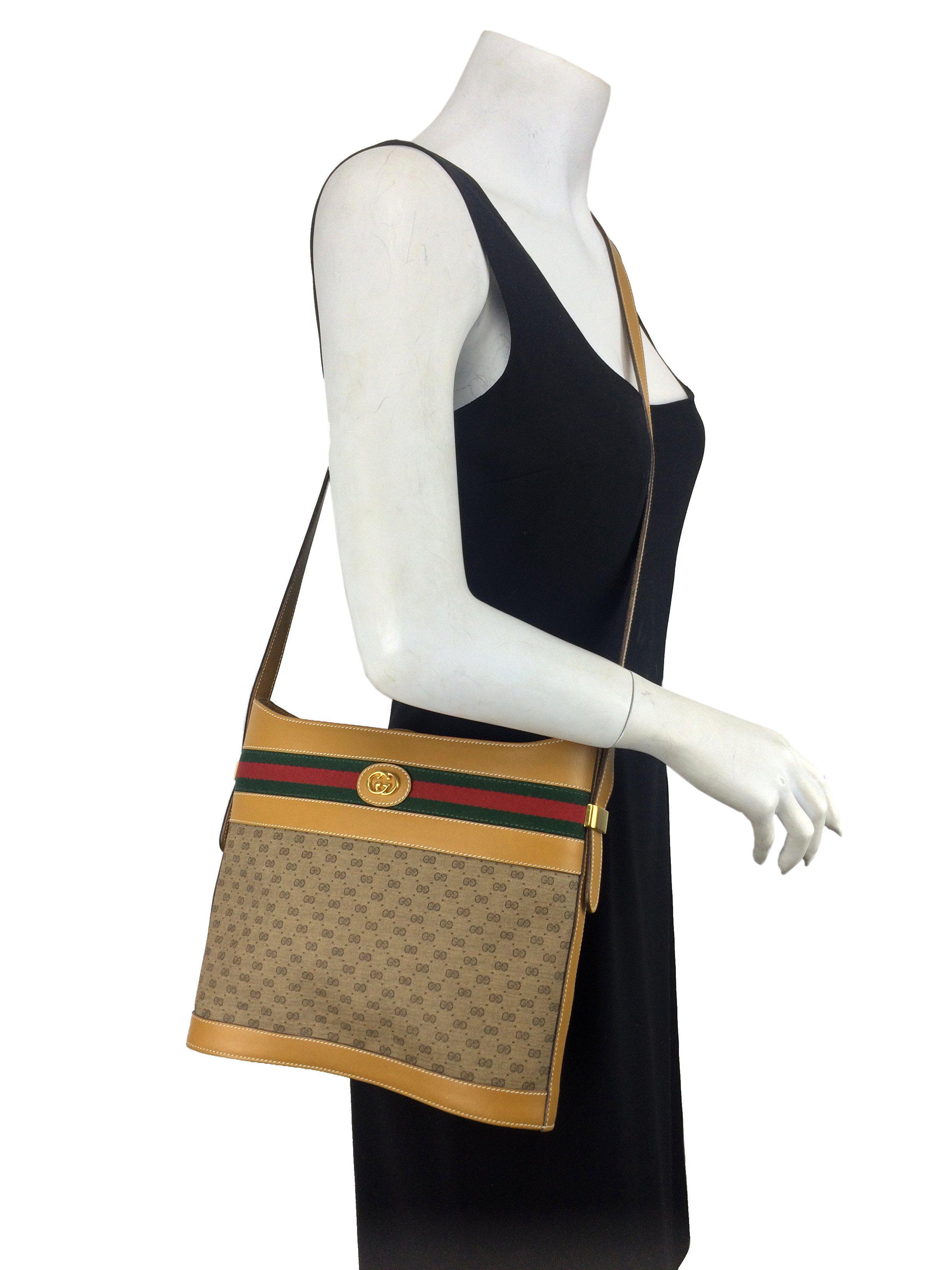 Gucci Vintage GG Monogram Web Shoulder Bag for Women | Luxury Crossbody Purse | Fashionable Shoulder Handbag for Daily Use, Travel & Special Occasions