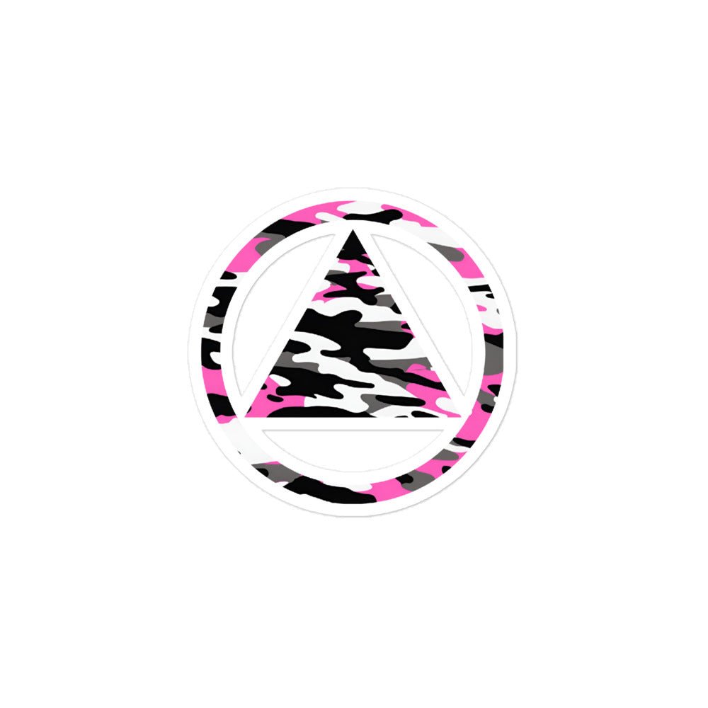 Sobriety Camo Pink Vinyl Sticker - Waterproof Decal for Laptops, Cars, Tumblers & DIY Projects - Motivational Recovery Sticker for AA, NA & Sobriety Gifts